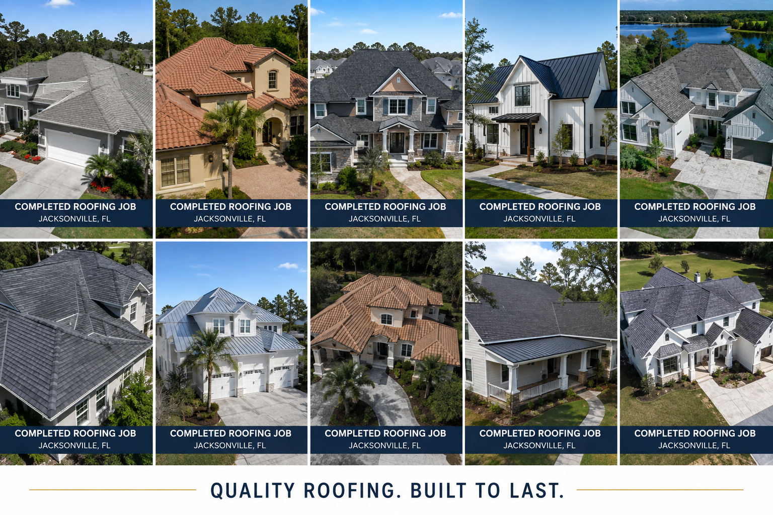 Completed metal and tile roofing projects in Jacksonville and Northeast Florida