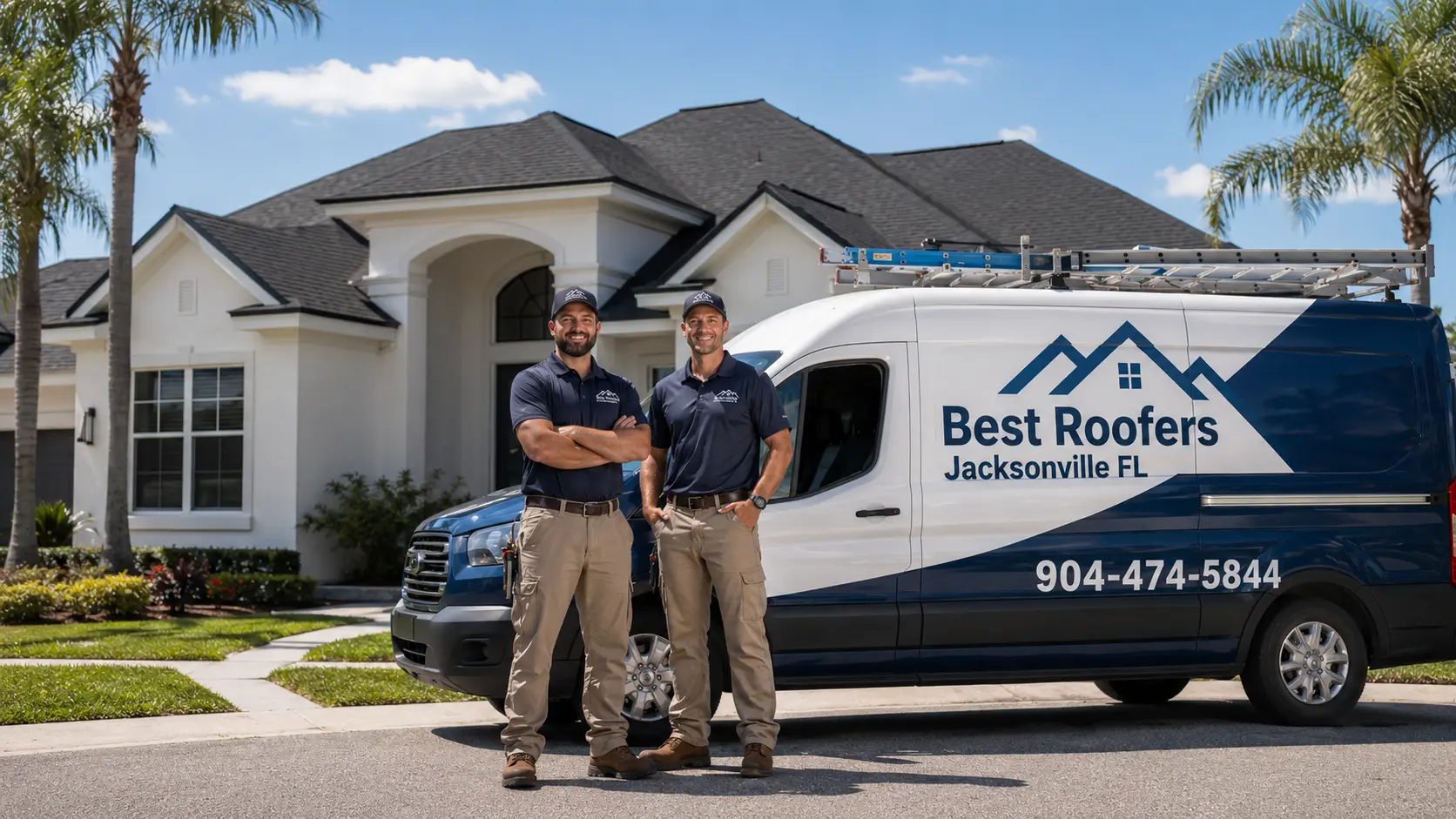 Best Roofers Jacksonville FL service van parked at a Jacksonville home